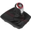 Besttoolifes Pomello del cambio manuale a 5 marce per Seat Ibiza MK3 (2012-2017), in pelle nera con cuciture rosse, base con staffa inclusa, per una facile installazione