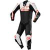 Alpinestars Missile V2 Ward traforato One Piece Moto Tuta in pelle, nero/bianco/rosso neon, 50