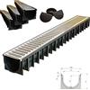 MASTERBRICO Canaletta di Scolo Acqua Piovana 120x92 mm - Kit 3 Canali in PP-PE con Griglia Zincata A15 - Sistema Drenaggio per Acqua Carrabile Garage Interrati Cortili - Bloccaggio Integrato