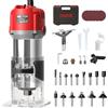 TEENO Rifilatore Fresatrice Verticale per Legno 800W 15000-32000 RPM, 6 Velocità Variabili Legno Rifilatrice Elettrica,32 Accessori,15 pezzi 1/4 Fresatura Cuter, Mandrino 6/6.35,SCATOLA DI PLASTICA