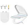 SONGMICS Sedile WC a Forma di D Corto, Copriwater a Chiusura Rallentata, Maniglia, Sgancio Rapido, Asse WC Universale Facile da Montare, Sedile Water in Plastica PP, Regge 300 kg, Bianco BTL002WZ01