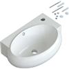 AQUABATOS Lavabo in ceramica, piccolo lavabo a mano, bianco, rettangolare, ovale, 44 x 29 cm, per bagno, ospiti, WC, foro per rubinetto destro, troppopieno, viti prigioniere, senza rubinetto, senza valvola di