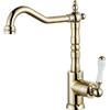 LAKKOAKOAA Rubinetto Bagno Rubinetto Lavabo, Stile Anticato Vintage Ottone Monocomando Miscelatore Bagno Girevole A 360°, Miscelatore Lavabo, Oro