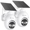 YESNAMO 2K Telecamera Wifi Esterno Senza Fili con Pannello Solare, Videocamera Sorveglianza Esterno a Batteria 360° PTZ, Visione Notturna A Colori, Audio Bidirezionale, Allarmi PIR, IP66, Bianco 2