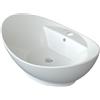 AQUABATOS Lavabo da appoggio in ceramica, Lavabo da appoggio per bagno, con foro per rubinetteria, con troppopieno, Lavapani da appoggio in ceramica 59 x 38,5 x 21,5 cm, senza rubinetto e tappo di