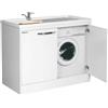 Negrari Silvestro Interno 5008 Lavatoio Copri Lavatrice Montato Bianco 109x60 H90,5 Mobile Nobilitato Idrofugo Vasca Polipropilene Reversibile Sinistra Destra Chiusura 2 Ante Battenti Slow Asse Legno