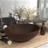 HaoChrymec Lavabo da Appoggio Ovale in Ceramica, Design Elegante con Finitura Opaca, Lavandino Bagno Moderno Marrone Scuro, 40 x 33 cm