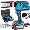 AMZCNC Pinza crimpatrice idraulica ricaricabile, portatile, batterie al litio da 18 V, 2 pezzi, 11 set di matrici di crimpatura (10-240 mm²), pressacavi a batteria