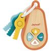 Janod - Portachiavi sonoro per bambini in legno e silicone con 4 suoni e 3 chiavi - Giocattolo sonaglio chiavi dell'auto - Motricità fine - Dai 18 mesi