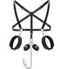 LxPxP Gancio anale BDSM regolabile con 3 butt-plug in metallo, cinturini in pelle abbinabili a corde bondage, manette e bavaglio — set fetish per coppie e roleplay