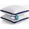 Utopia Bedding Cuscini Letto, Guanciali Letto Coppia, Esterno in Misto Cotone con Fibra di Poliestere 3D, Morbida e Traspirante Cuscini (2, Blu Marino, 80x80 cm)