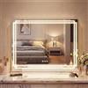 COSTWAY Specchio Trucco con Luci Hollywood, 80x60 cm, Specchio Illuminato con 3 Modalità e Controllo Touch Intelligente per Tavolo da Trucco, Camera da Letto