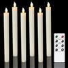Eldnacele Set di 6 candele coniche con telecomando e timer, luce bianca calda tremolante, per decorazione natalizia della casa, colore: avorio