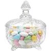 OCEANO Bomboniera Porta Caramelle in Vetro con Coperchio Alzatina Centrotavola Decorativa Portagioie Elegante Contenitore per Confetti, Caramelle e Dolciumi (Trasparente, Vortici)