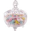 OCEANO Bomboniera Porta Caramelle in Vetro con Coperchio Alzatina Centrotavola Decorativa Portagioie Elegante Contenitore per Confetti, Caramelle e Dolciumi (Trasparente, Natura)