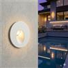 Partenopea Faretto segnapasso LED da incasso rotondo per parete 1.5W bianco alluminio luce verso il basso foro Ø 42mm illuminazione IP54 esterno e interno scale giardino vialetti (Luce calda 3000K)