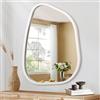 HLFMVWE Specchio asimmetrico grande 35 x 25 cm Specchio ovale irregolare da parete Specchio moderno con cornice in legno Forma unica Specchio per vanità a parete Specchio artistico Decorativo per soggiorno