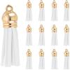 PATIKIL 1.5 Nappe Pelle Mini, 30Pz Ciondoli in Pelle Nappine Colorate Charm Portachiavi Con Cappuccio Dorato Per Decorative Borse Bracciali Creazione Gioielli Portachiavi, Bianco