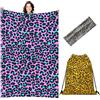 ThrenodyToy Telo Mare Stampa Leopardo,160x80cm Asciugamano Spiaggia Antisabbia in Microfibra,Asciugatura Rapida, Set 3 Pezzi con Borsa e Cerchietto,Ideale per Vacanze Estive e Viaggi(A)