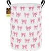 HUNRUNG Laudry Hamper, Large Canvas Fabric Lightweight Storage Basket Toy Organizer Sporty Clothes Collapsible Waterrepeat for College Dorms,Bedroom，Bagno (Nodo Rosa Rotondo)