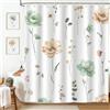 hometrixx Tenda Doccia Primavera Moderno 180 x 200 cm Fiori Acquerello Verde Salvia Beige Floreale Poliestere Impermeabile Tenda Vasca da Bagno con 12 Ganci Lavabile in Lavatrice per Casa Hotel