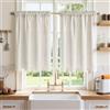 MRTREES Tende Cucina Effetto Lino Bianco Avorio, Tende Bianche 60 x 45 cm (LxA) Passanti 2 Pezzi, Tendine Corte Semitrasparenti per Piccole Finestre Bagno Sotto Lavello Davanzale Armadietto