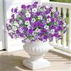 Weldomcor Fiori artificiali per decorazione esterna, 12 pacchetti di fiori artificiali Morning Glory con verde eucalipto, resistenti ai raggi UV, per porta anteriore, vaso da giardino, patio (bianco