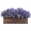 Winlyn - Piante artificiali di lavanda da 35,6 cm in vaso rettangolare in legno, con fiori di lavanda finti smerigliati, per centrotavola, casa in stile fattoria, matrimonio, tavolo, camino