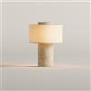 Generic Lampada da tavolo in marmo dimmerabile al tocco, luce notturna in marmo di pietra ricaricabile con paralumi in lino di fascia alta, forma cilindrica per miglioramenti domestici e #03 Travertine Style
