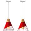 TOKIUS Lampada a sospensione Moderno Industriale Lampadas da soffitto E27 Legno e Metallo Lampadari e Plafoniere Interni Ø25cm Per Cucina Camera da letto (Rosso - 2 pezzi)