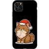 longhair cat winter santa hat snow winte Custodia per iPhone 11 Pro Max Gatto a pelo lungo invernale con cappello di Babbo Natale