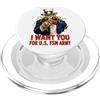 Uncle Sam I Want You 4th of July Patriot Volare Spaghetti Mostro FSM USA Divertente Vintage Retro Veterano PopSockets PopGrip per MagSafe