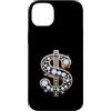 Golden Dollar Sign Diam0nds Luxury Curre Custodia per iPhone 14 Plus Oro Dollaro Segno Diam0nds Lusso Valuta Soldi