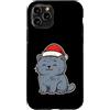 cat winter santa hat kitten snow wintert Custodia per iPhone 11 Pro Simpatico gatto invernale con cappello da Babbo Natale