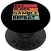 Funny Casino Gambling Poker Slot Machine Retro mangia il poker divertente di gioco del casinò di ripetizione di gioco di sonno PopSockets PopGrip Adesivo