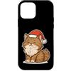 longhair cat winter santa hat snow winte Custodia per iPhone 12 mini Gatto a pelo lungo invernale con cappello di Babbo Natale