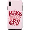 Coquette Attitude Wear Custodia per iPhone XS Max Make Boys Cry Girls Humor Femminile Citazione Cuori Rosa