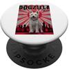 Westie Puppy Lover PS Divertente retrò giapponese Dogzilla Westie amante dei cani PopSockets PopGrip Adesivo