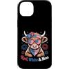 Red White and Moo Festive Fun for All Ju Custodia per iPhone 14 Plus Design patriottico rosso bianco e moo per il 4 luglio 250 anni