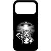 Funny Animal Meme Aliens Lover Gifts Custodia per iPhone 17 Pro Max Scena di rapimento di gatti UFO spaziali