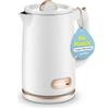 OLEGA Bollitore elettrico: 1800 W, bollitore elettrico a riscaldamento rapido, senza BPA, in acciaio inox 304, con spegnimento automatico e protezione contro la cottura a secco, 1,8 l, bianco