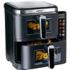 alpina Double Airfryer XXL - Friggitrice ad aria calda 11L - Air Fryer con 2 camere - Duo forno per 8 persone - Display pieghevole - Funzione timer fino a 60 minuti - Temperatura 60-200°C - Nero