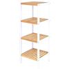 tavora Scaffale Bagno in Bambu, 4 Ripiani, 33 x 33 x 98 cm, Naturale/Bianco | Scaffale aperto in bambù per bagno, cucina, soggiorno o corridoio, combinabile a parete, salvaspazio e con piedini in gomma