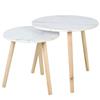 AKTIVE Max Home Set di 2 tavolini, D48xH45 cm e D39xH39 cm, Portata massima 5kg, Nido, Bianco, Gambe in legno naturale, Per soggiorno, Sala da pranzo, Ufficio (18512)