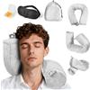 BAVATEE Cuscino da Viaggio Aereo, Cuscino Viaggio Memory Foam Regolabile, trasformabile in Cuscino per Dormire in Macchina con supporto testa completo. Adatto aerei/treni/auto/uffici