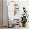 NEUWEABY Specchio da terra ad arco 165 x 60 cm Specchio a tutta lunghezza con supporto Nero Grande Specchio per tutto il corpo in piedi, appeso o appoggiato per la camera da letto