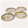 KeyHome Store Servizio 4 Piatti in Porcellana Decorata con Limoni e Fiori - Stile Mediterraneo