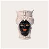 KeyHome Store Vaso Testa di Moro Piccolo in Ceramica Beige e Nero