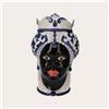 KeyHome Store Vaso Testa di Moro Donna Grande in Ceramica Blu h. 47 cm
