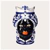KeyHome Store Vaso Testa di Moro Uomo Grande in Ceramica Blu h. 47 cm